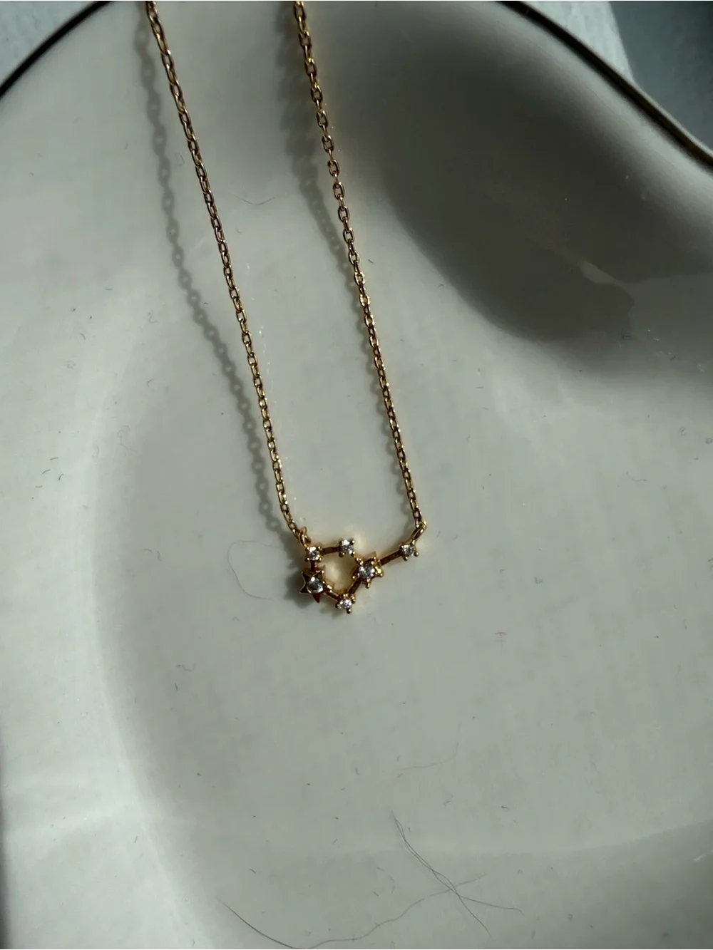 Delicate Gold Circle Pendant Necklace with Clear Stones